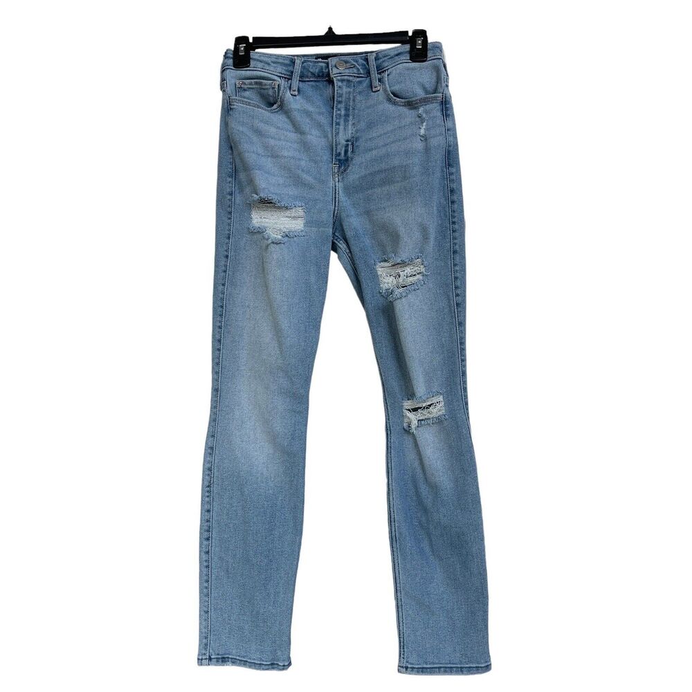 Hollister SZ 3R Jeans Ultra Hi-Rise Skinny Ankle Zip-Fly Stretch Distressed Blue